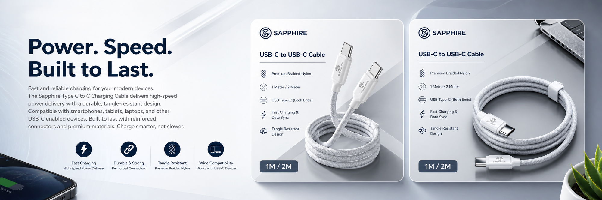 Sapphire Type C to C Charging Cable